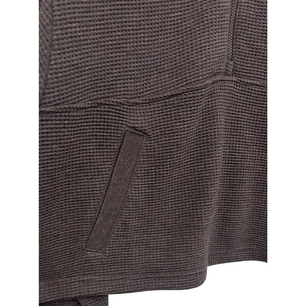 ATHLETA Chocolate Heather Tranquil Waffle Knit 1/2 Zip Crop Sweatshirt Active S - Picture 6 of 10